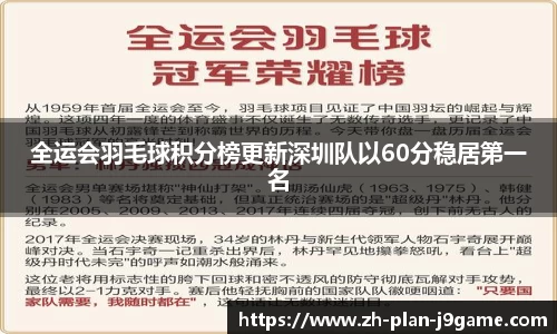 全运会羽毛球积分榜更新深圳队以60分稳居第一名