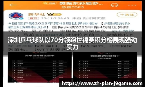 深圳乒乓球队以70分领跑世锦赛积分榜展现强劲实力